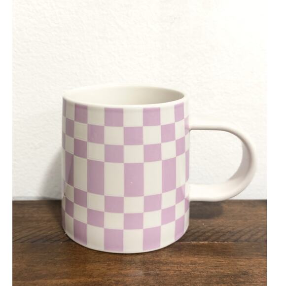 NWT: Room Essentials - Purple Checkerboard Stoneware Coffee Mug (16 oz) - Picture 1 of 4